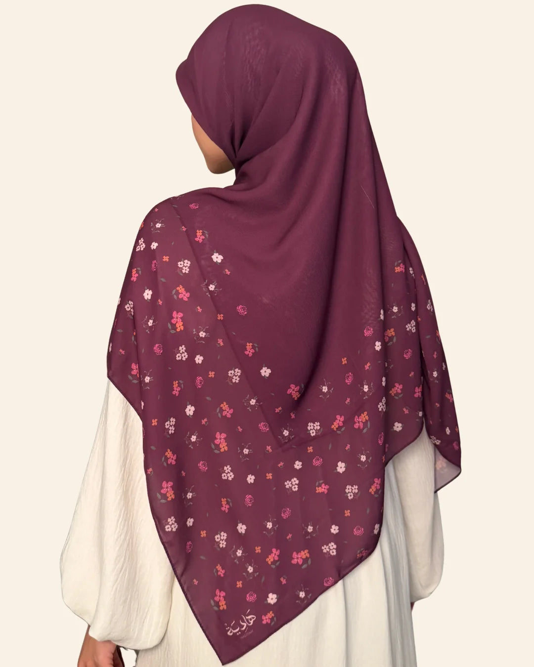 Amarante Plum Floral Hijab - View 2